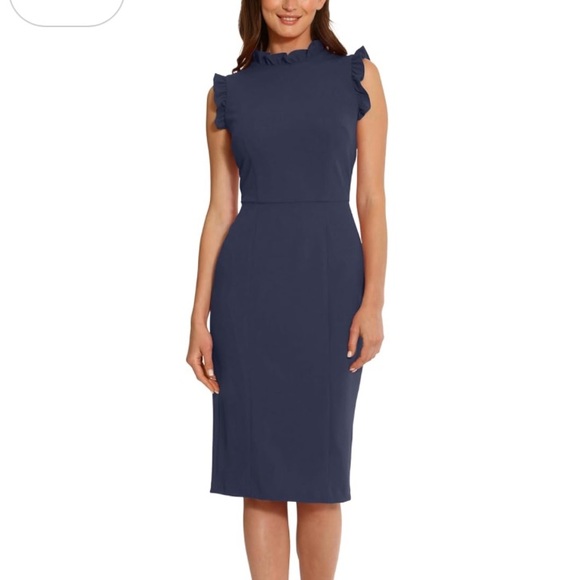 Navy Ruffle Sleeve Dress - Picture 9 of 9